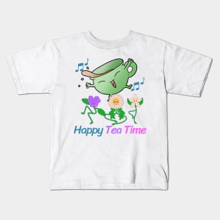 Teacups and flowers that are happy when it's tea time Kids T-Shirt